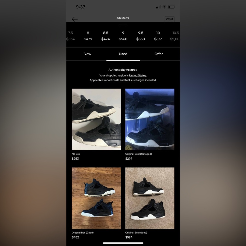 Jordan 4 pinnacle size 9